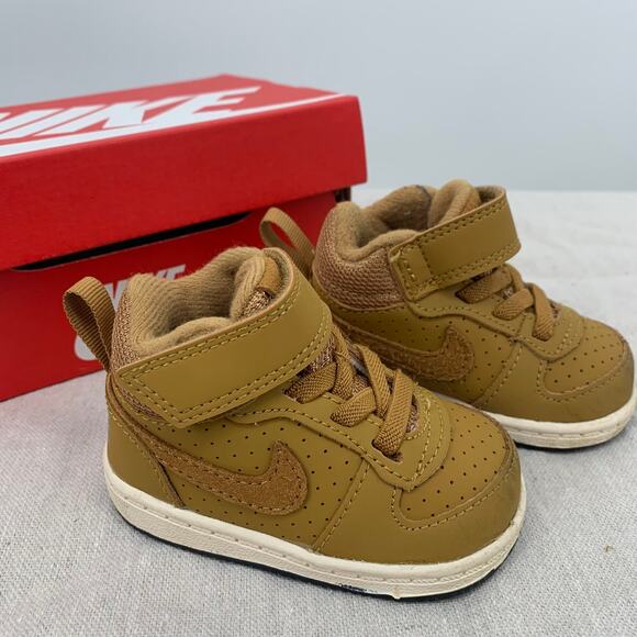 Nike Court Borough Wheat Mid Toddler Shoes Size 3C 870027-701 (Mismatch Box) - Picture 2 of 6